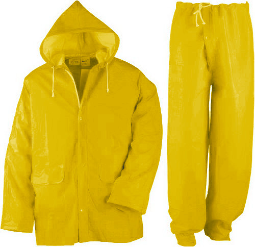 Σετ αδιάβροχα παντελόνι - σακάκι κίτρινα με σταθερή κουκούλα